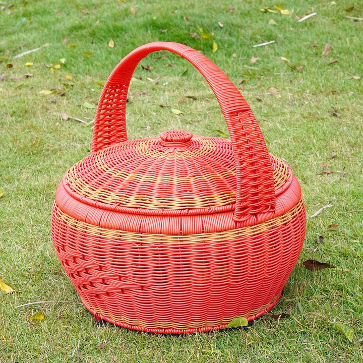 Women Rattan Storage Basket with Lid Bowlift