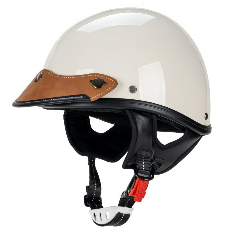 Classic Leather Motorcycle Helmet Bowlift