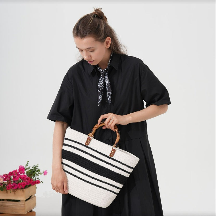Large beach bag with bamboo handles Bowlift