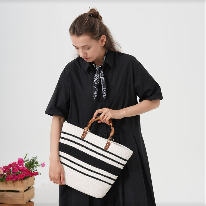 Large beach bag with bamboo handles Bowlift