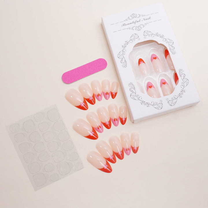 Heart-Patterned Press-On Nails Bowlift