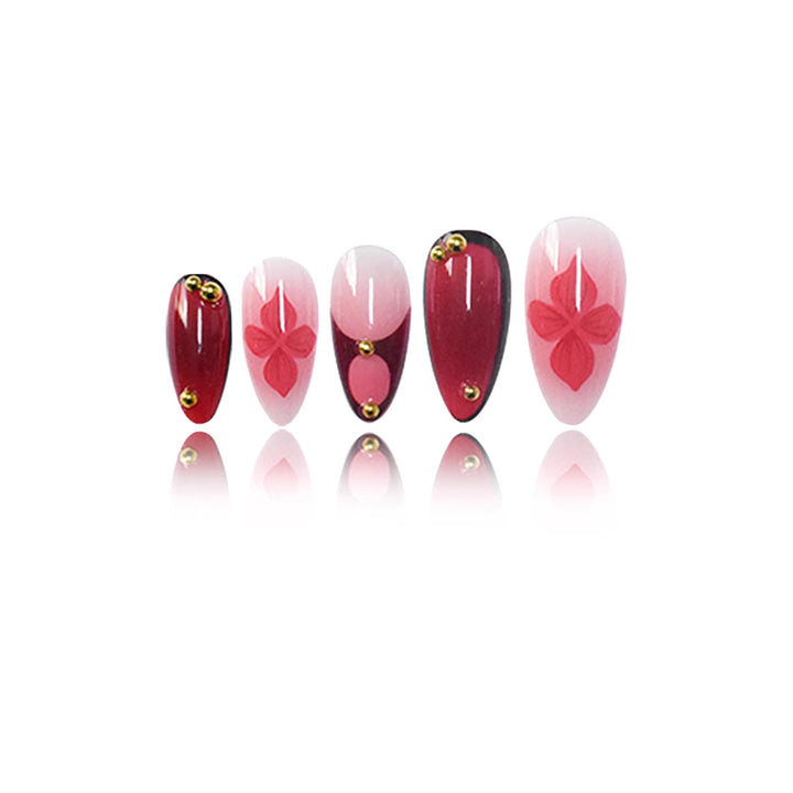 Premium Artistic Floral Stiletto Press-On Nails Bowlift