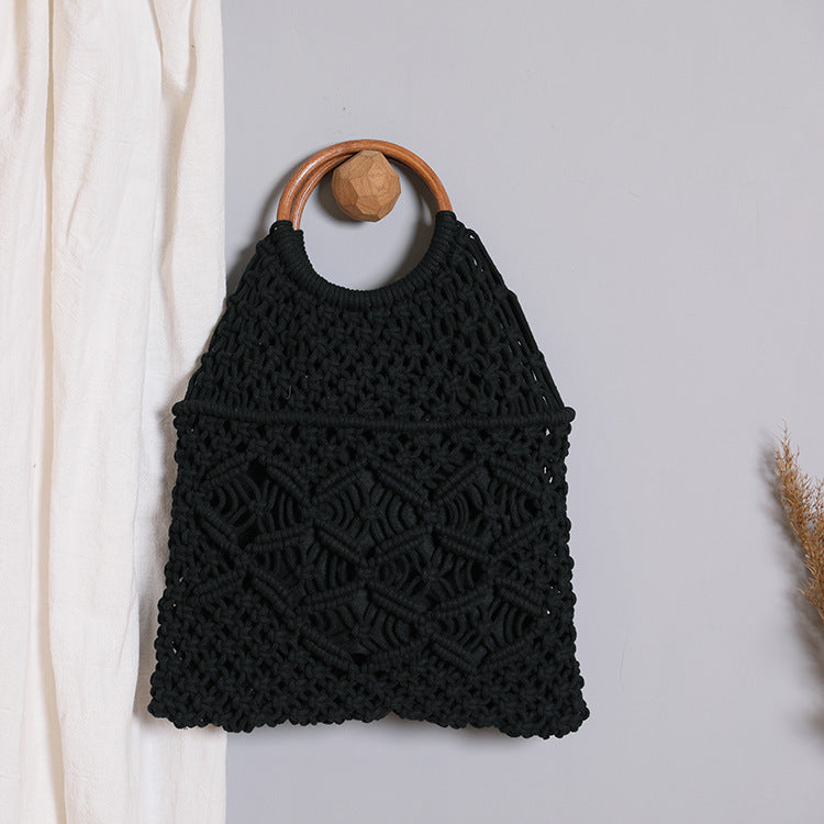 Macrame bag with wooden handle Bowlift