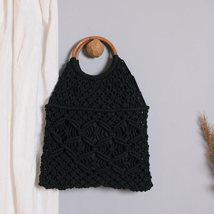 Macrame bag with wooden handle Bowlift