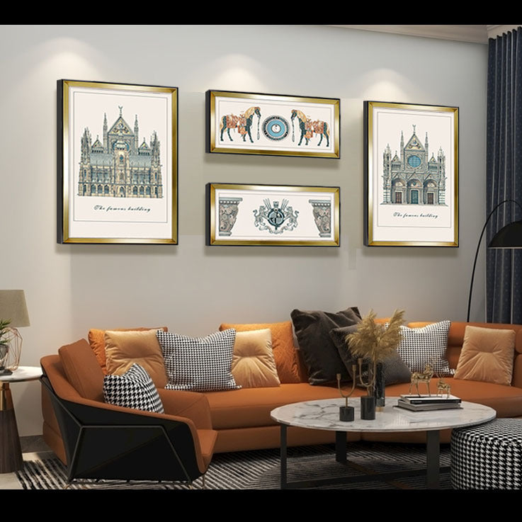 Vintage Architectural Print Wall Decor Set