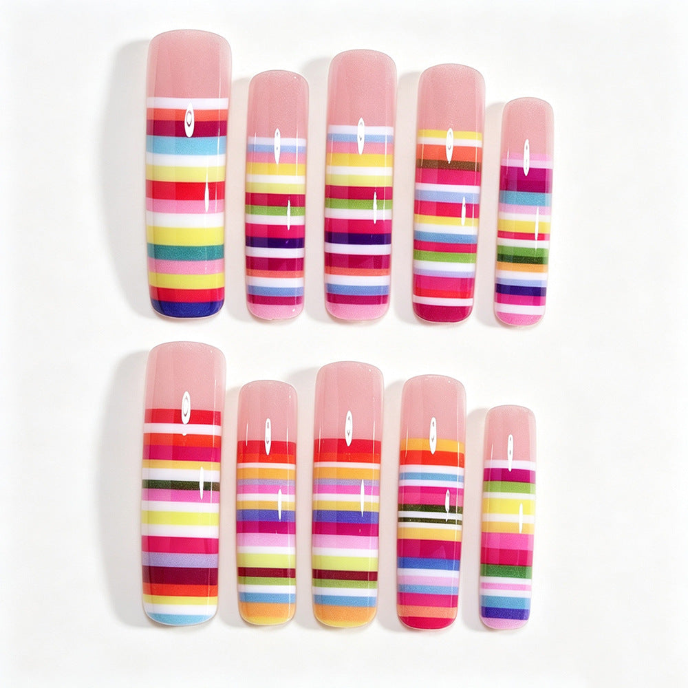 Colorful Striped Nail Art Tips Bowlift