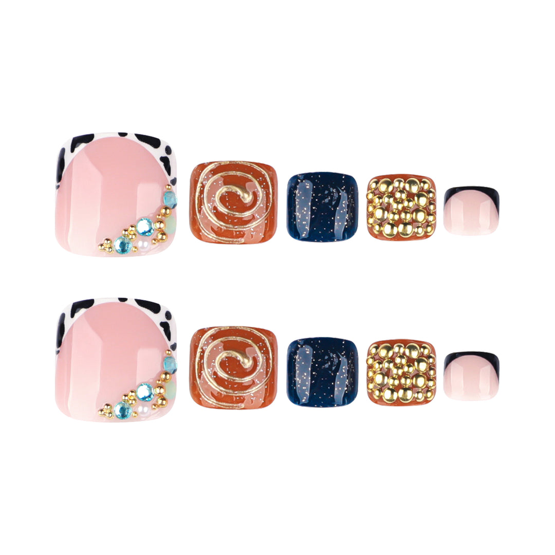 Artful toenail design with floral and sparkling accents Bowlift