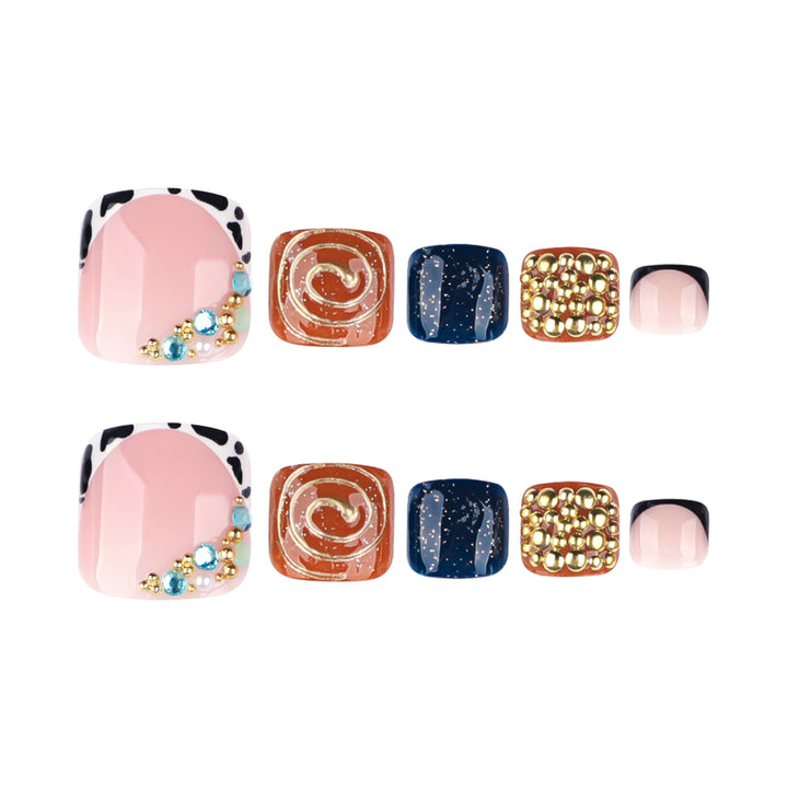 Artful toenail design with floral and sparkling accents Bowlift