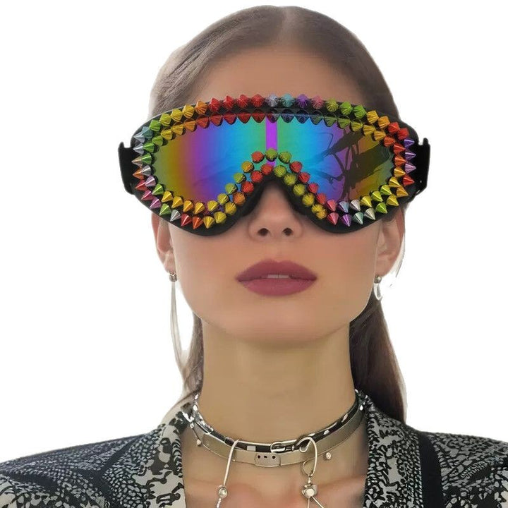 Ladies extravagant ski goggles with colorful studs Bowlift