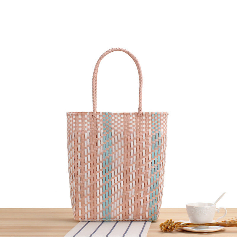 Braided Tote Bag with Geometric Design Bowlift