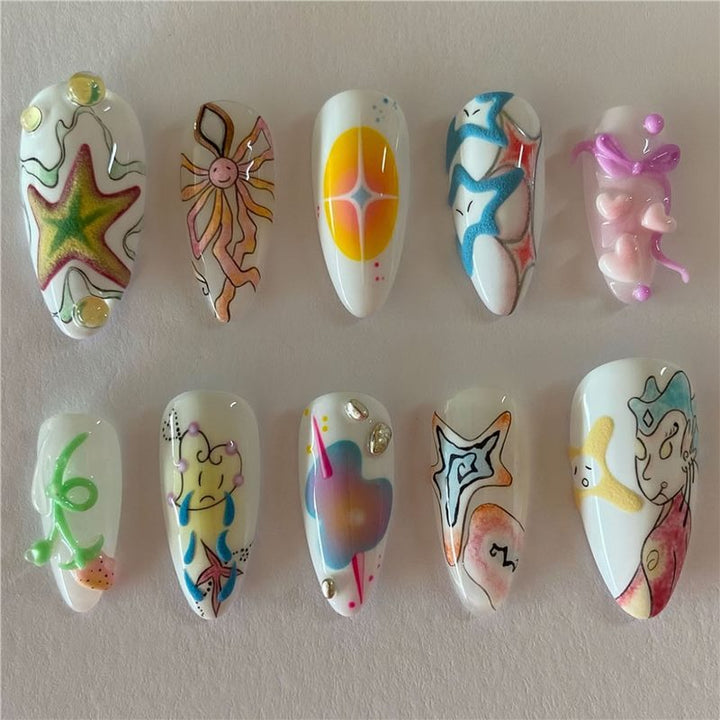 Artistic Themed Press-On Nail Set Bowlift