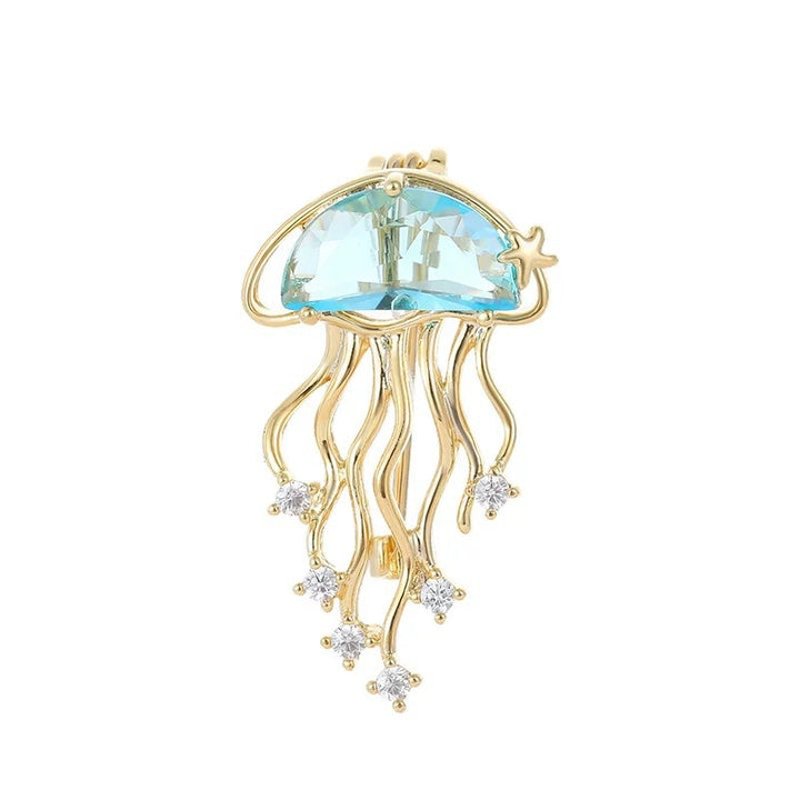 Elegant jellyfish brooch with sparkling crystals Bowlift