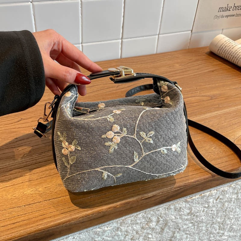 Embroidered Floral Mini Handbag Bowlift