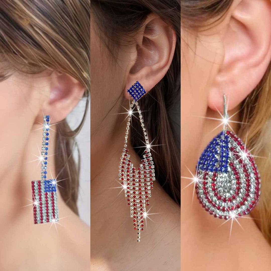 Ladies long sparkling crystal tassel earrings with geometric stud closure Bowlift
