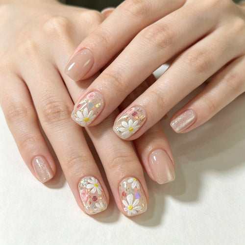 Floral Press-On Nail Set Bowlift
