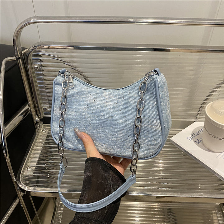 Stylish Chain-Handled Hobo Bag Bowlift
