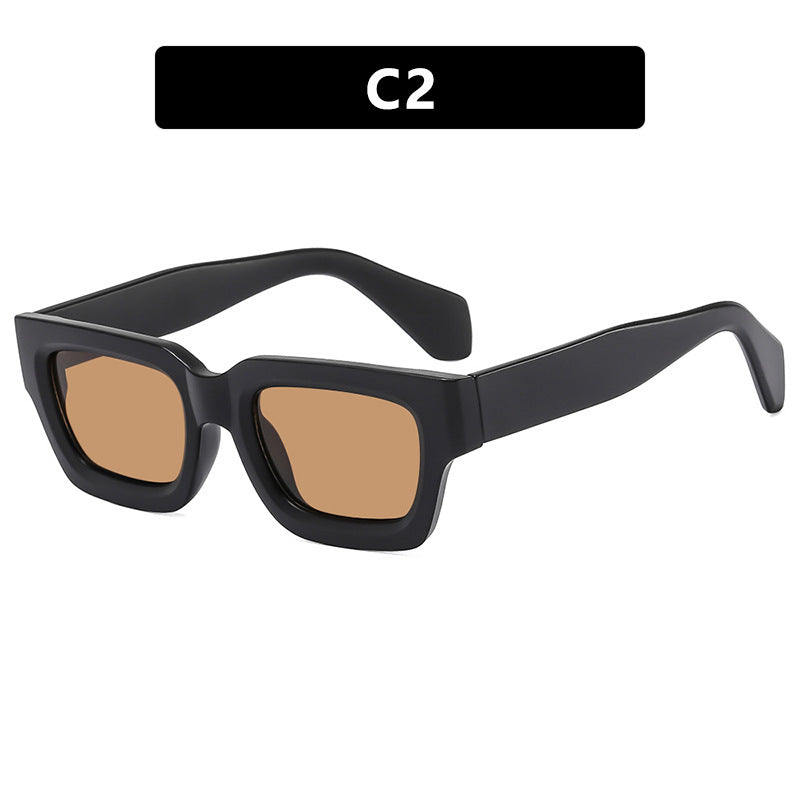 Ladies fashionable rectangular sunglasses with wide frame and protective UV filter Bowlift