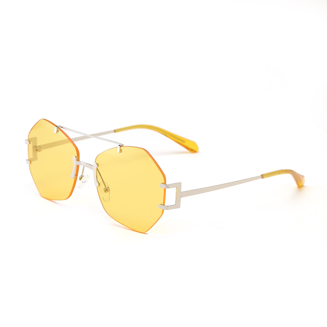 Women's fashionable octagonal sunglasses with delicate metal frame Bowlift