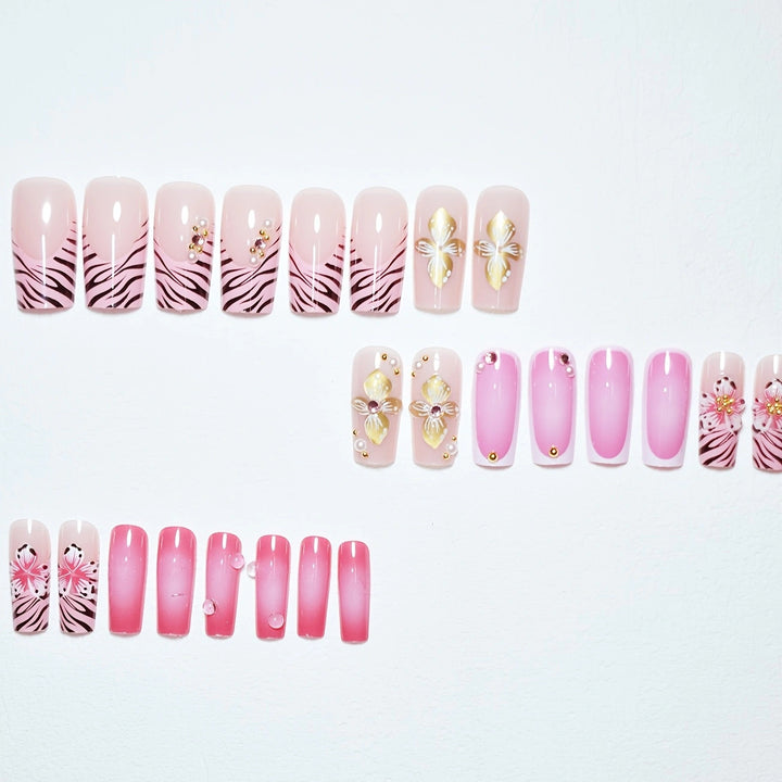 Floral Design Acrylic Nail Art Bowlift