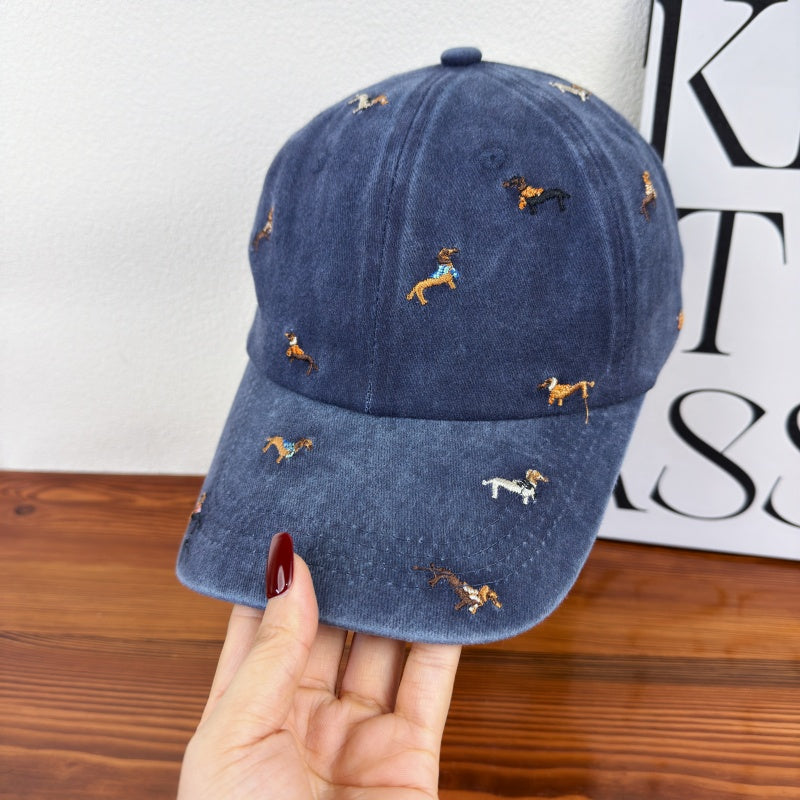 Unisex Embroidered Dog-Themed Baseball Cap Bowlift
