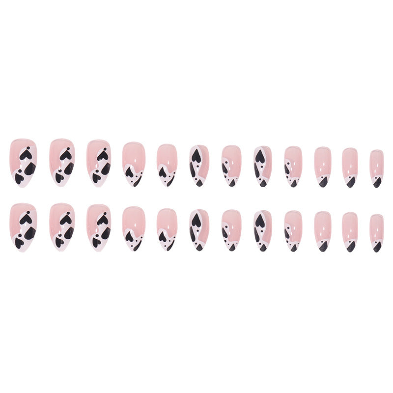 Artistic Heart and Cow Print Press-On Nails Bowlift