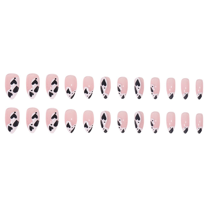Artistic Heart and Cow Print Press-On Nails Bowlift