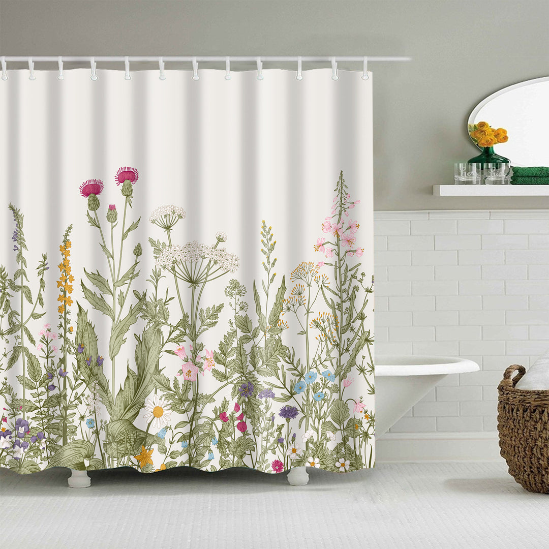 Floral Patterned Bathroom Shower Curtain Bowlift
