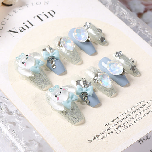 Decorative Cartoon-Themed Press-On Nail Set Bowlift