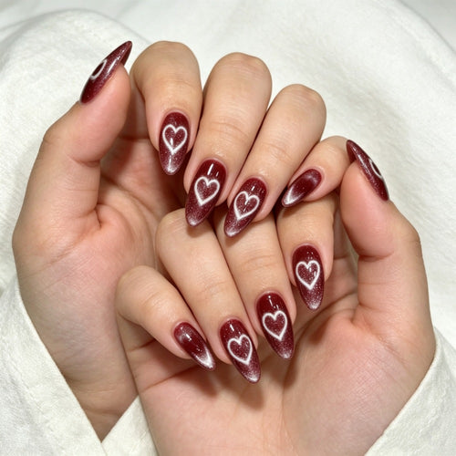 Heart-Designed Glamorous Press-On Nails Bowlift