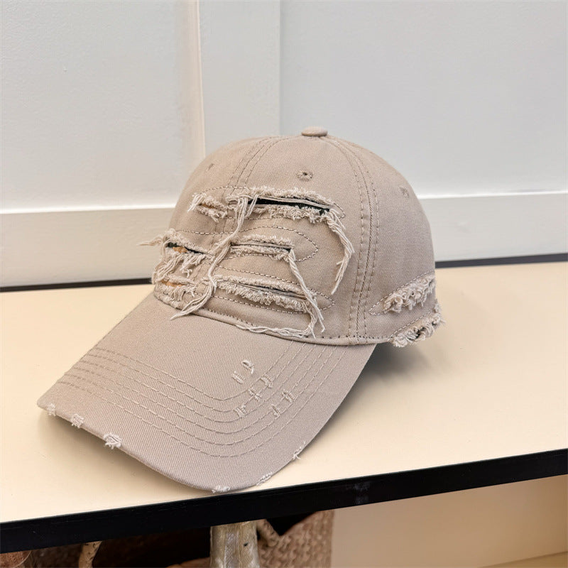 Men's Distressed Denim Baseball Cap Bowlift