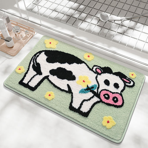 Playful Cow-Themed Bath Mat