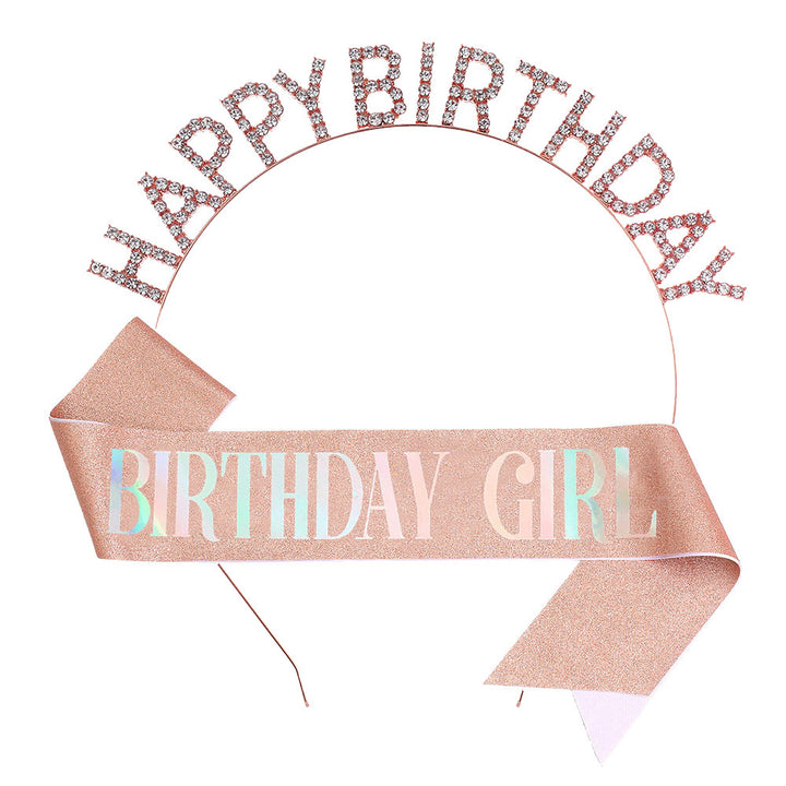 Ladies Glitter Headband with "Happy Birthday" Inscription Bowlift