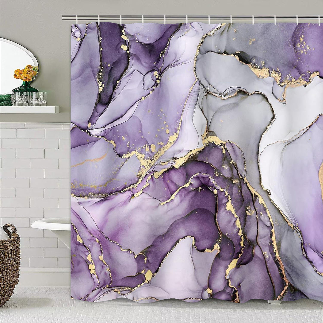 Artistic Marble Texture Shower Curtain Bowlift