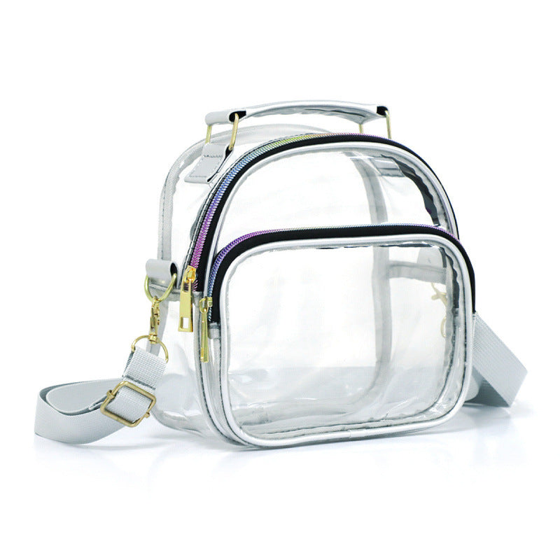 Transparent shoulder bag with double zipper Bowlift