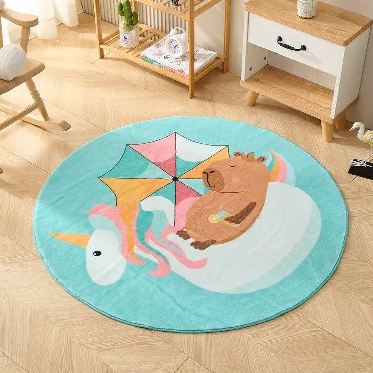 Playful Animal-Themed Round Area Rug