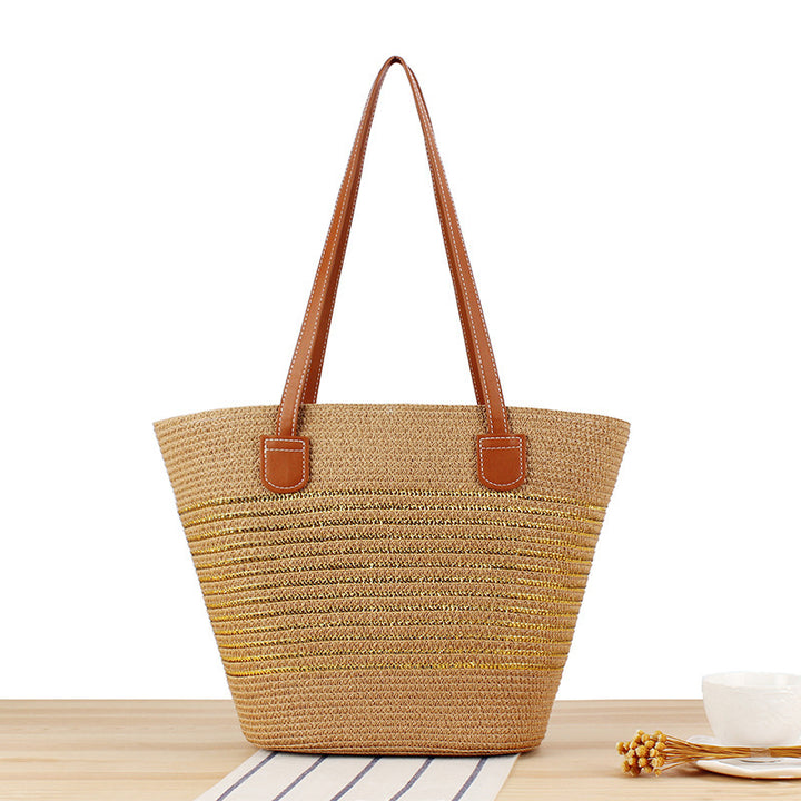 Straw bag in modern stripe look Bowlift