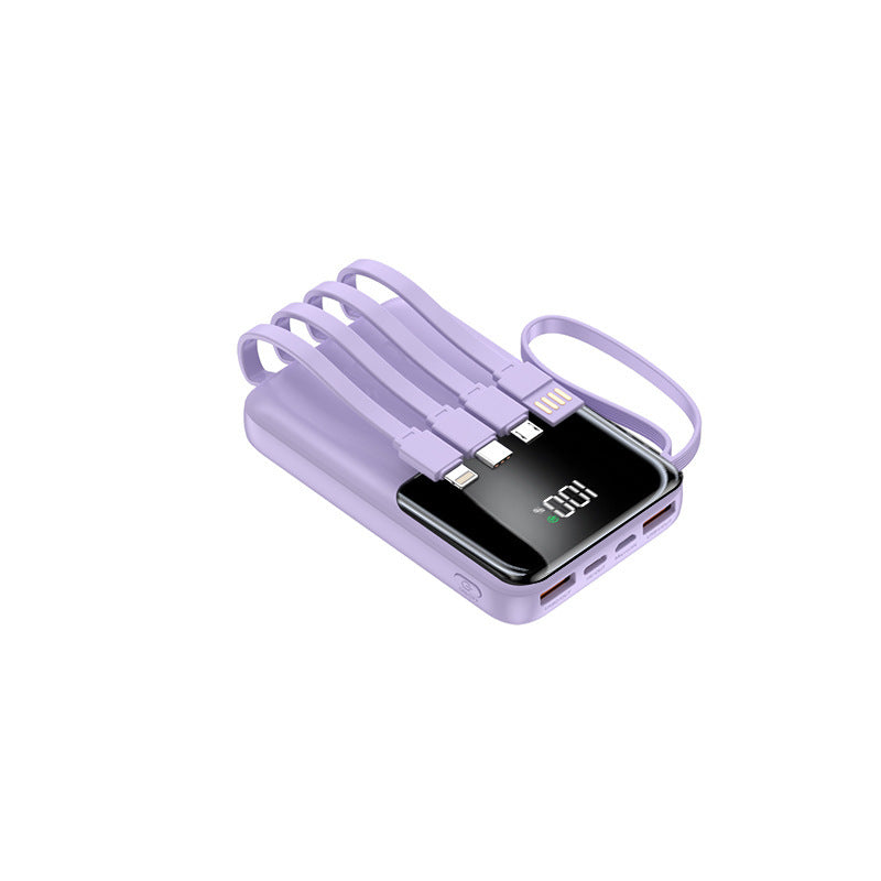 Portable power bank with multiple integrated charging cables and digital display Bowlift