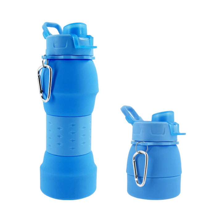 Unisex Silicone Water Bottle with Carabiner Hook and Folding Mechanism Bowlift
