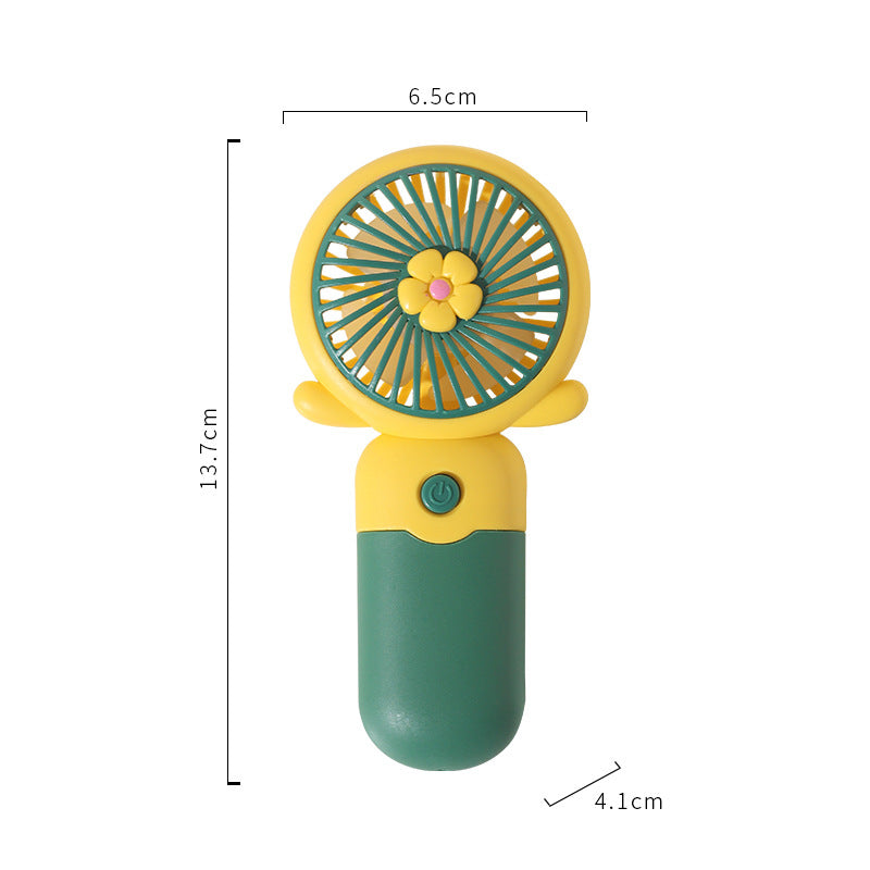 Unisex Portable Hand Fan with Cheerful Flower Design Bowlift