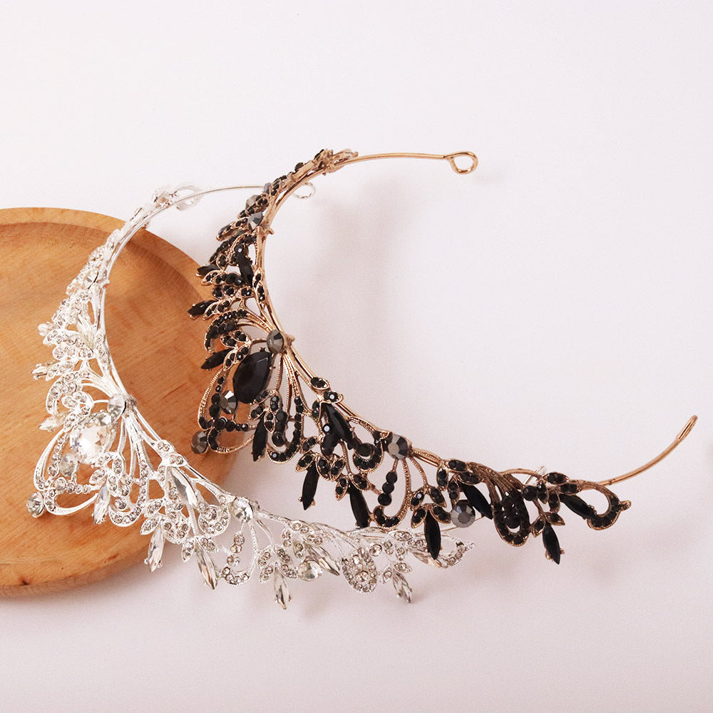 Ladies Elegant Hair Crown with Filigree Crystal Decorations Bowlift