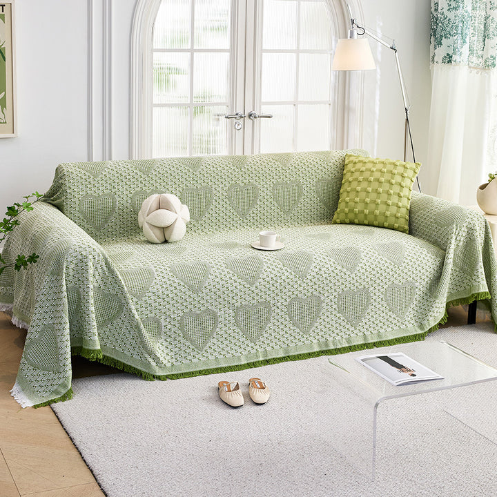 Cozy Heart Pattern Sofa Throw Blanket