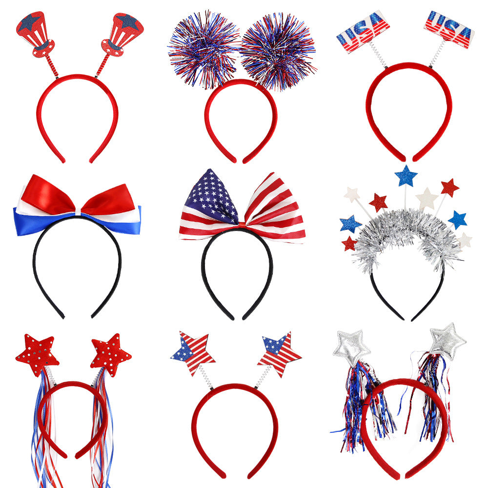 Unisex nan patriotic star antenna headband with ribbon streamers Bowlift