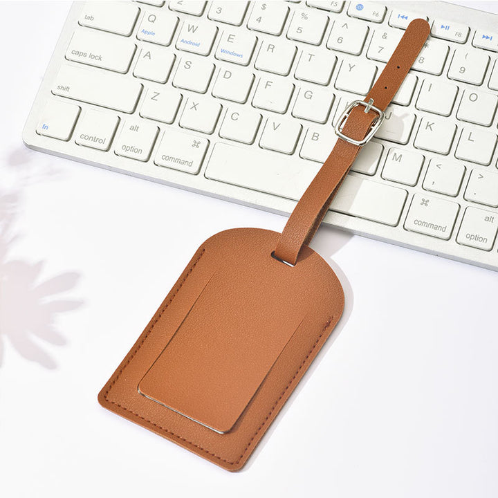 Leather Luggage Tag with Adjustable Buckle and Hidden ID Card Pocket Bowlift