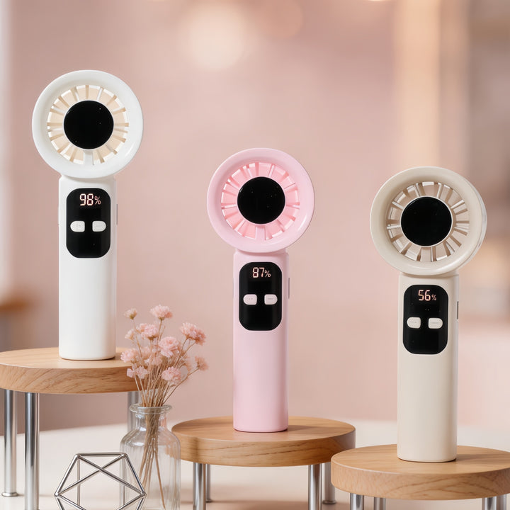 Ladies Portable Hand Fan with LCD Display and USB Connection Bowlift