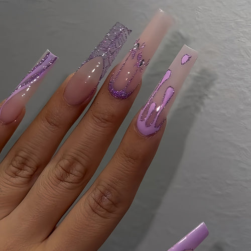 Artistic Long Press-On Nails Bowlift