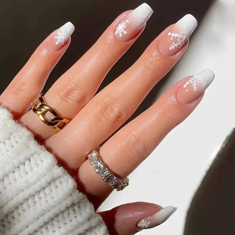 Snowflake Acrylic Nail Art Bowlift