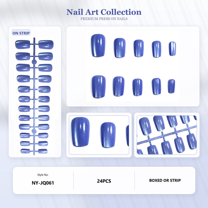 Premium Press-On Nails with Metallic Shine Bowlift