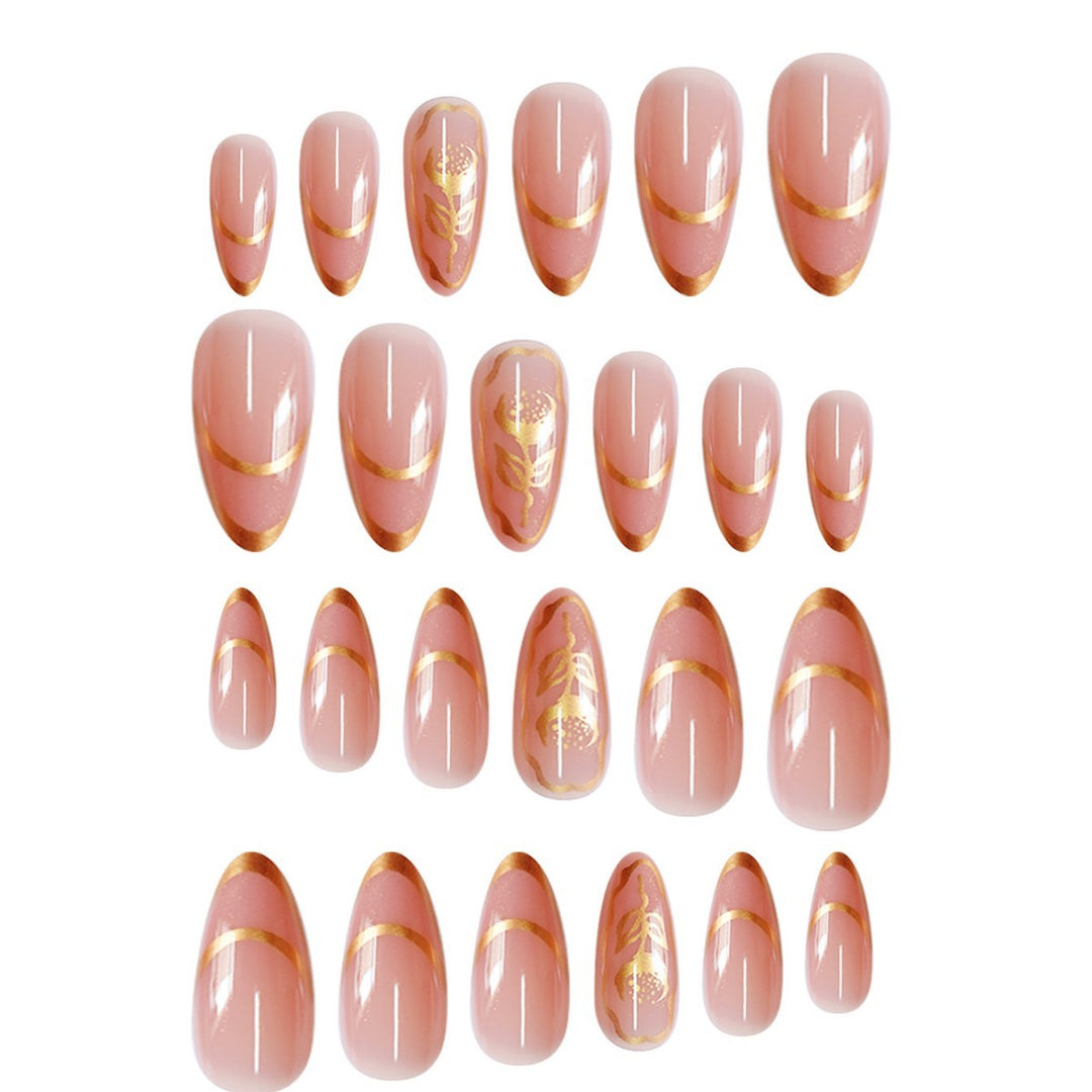 Elegant Floral Press-On Nail Set Bowlift 1787913793