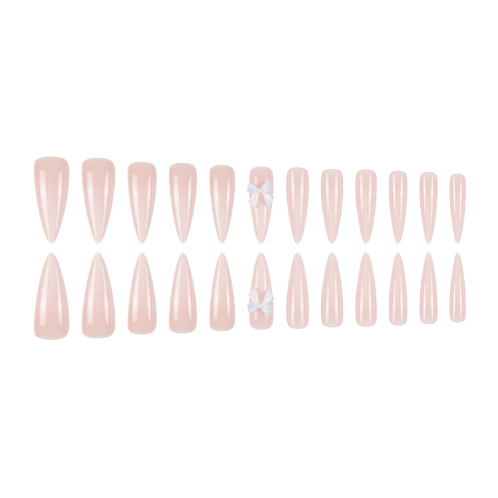 Premium Stiletto Press-On Nails with Unique Bow Decoration Bowlift