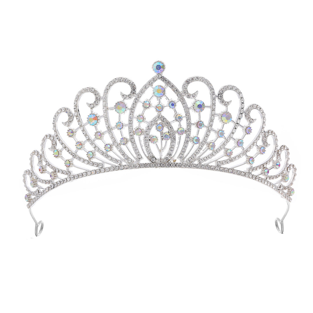 Ladies Elegant Rhinestone Tiara with Floral Details Bowlift